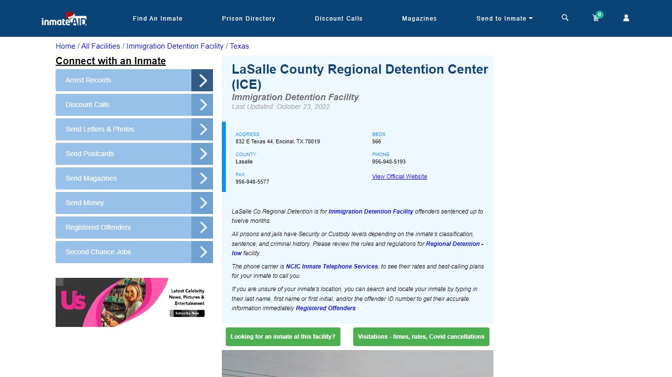 LaSalle County Regional Detention Center (ICE) - Inmate Search ...